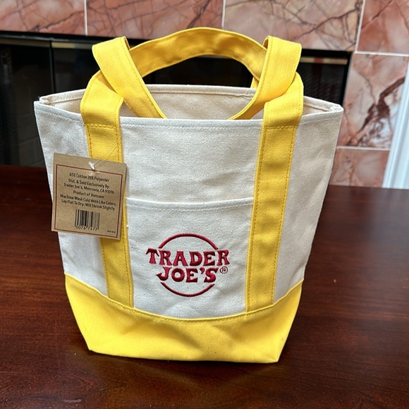 NWT Trader Joe's Canvas Mini Tote Bag - Yellow - Picture 3 of 3